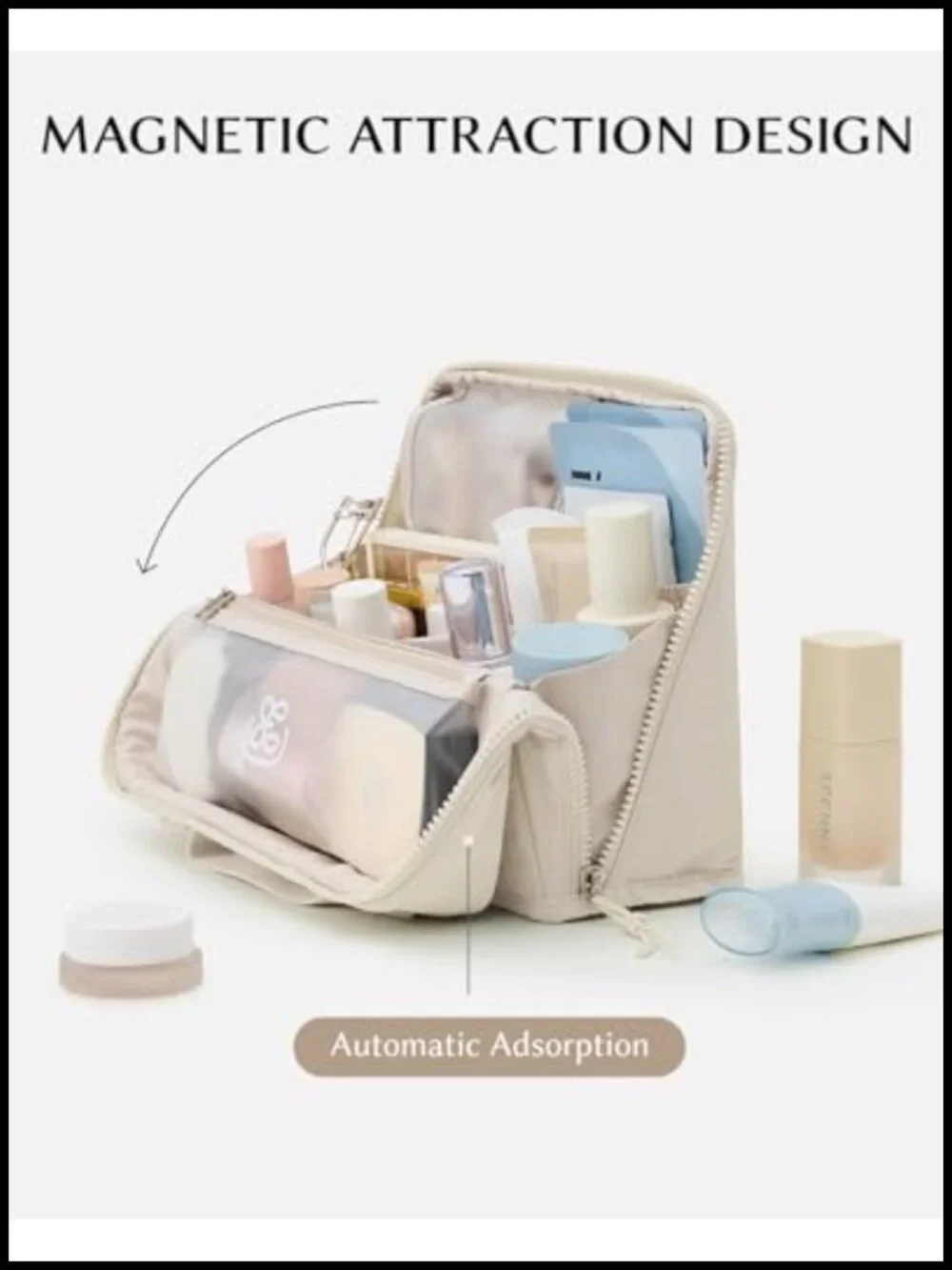Large Waterproof Cosmetic Bag & Toiletry Organizer with Phone Holder,